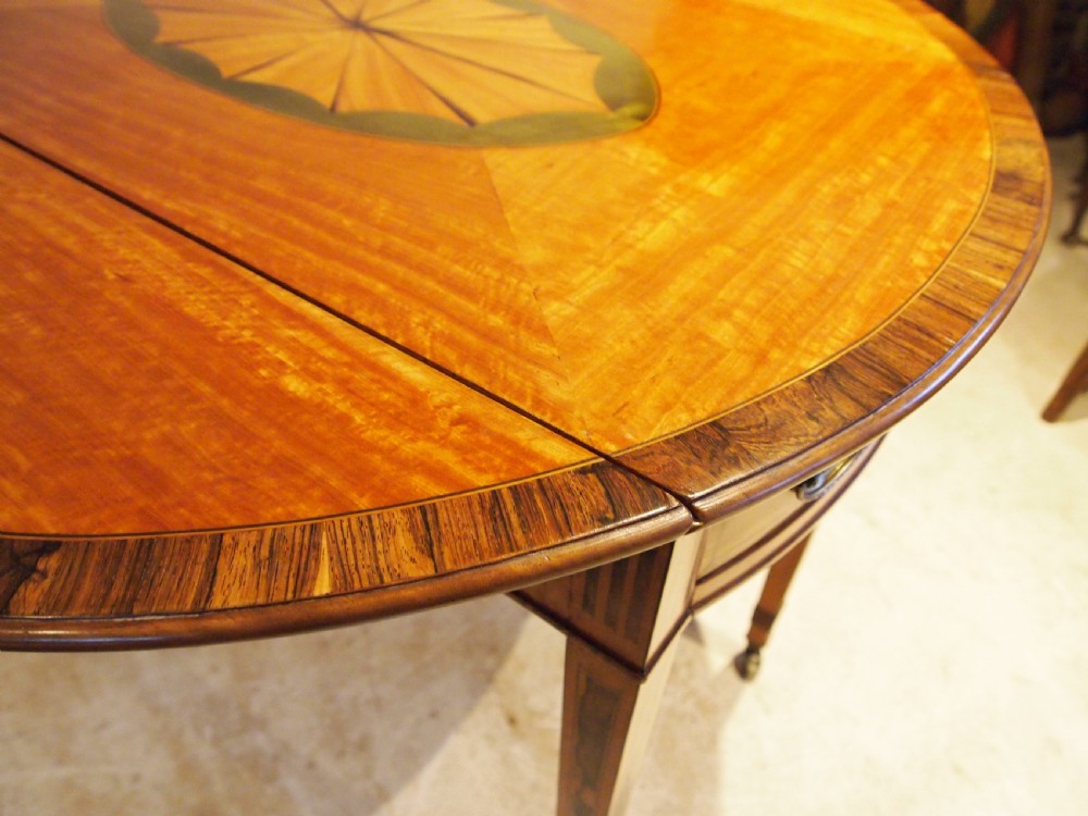 Table outstanding fine quality Edwardian Satinwood Pembroke table c1900 View XII