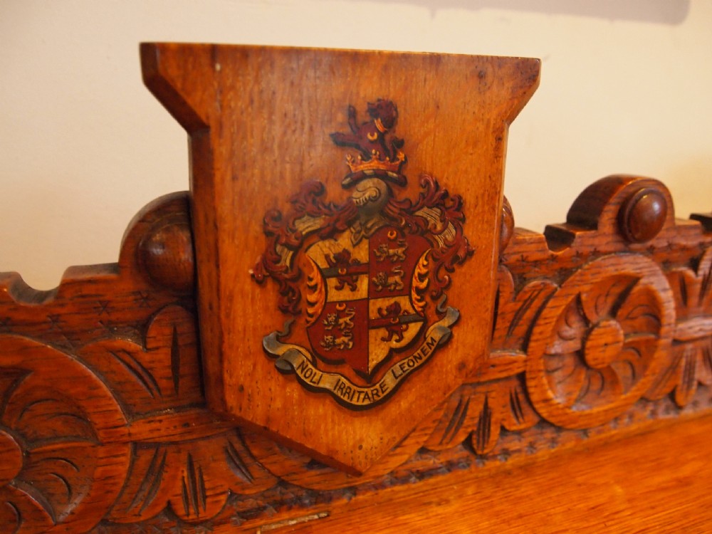 Table outstanding Irish Oak side hall console heraldic O'Brien c1880 View XI