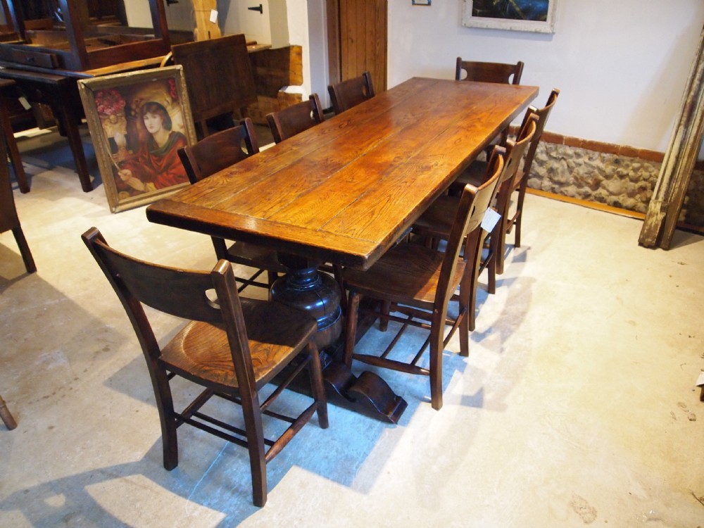 Table refectory farmhouse dining Oak 17th century style c1900 View VII
