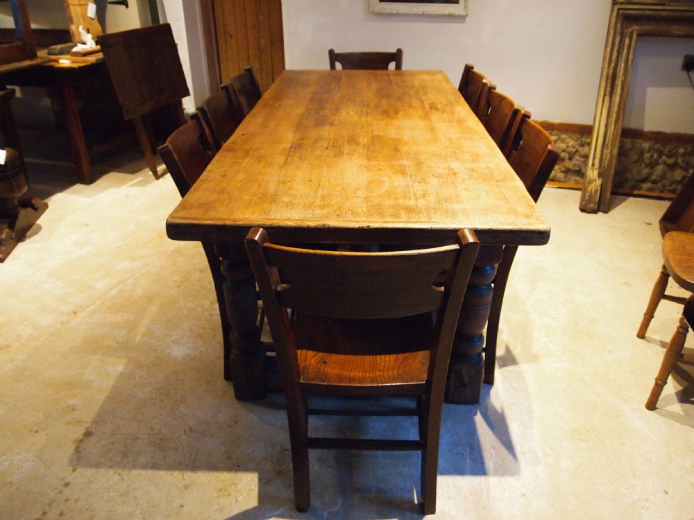 Table refectory dining English Oak 17th century style c1900 View III