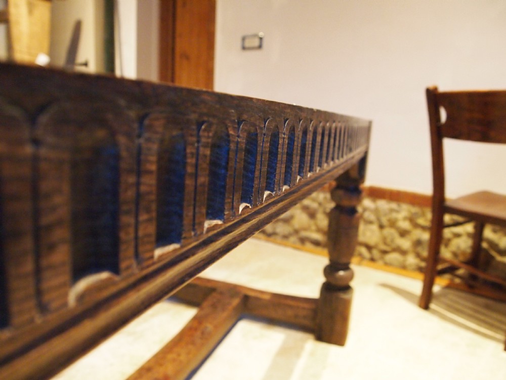 Table refectory dining English Oak 17th century style c1900 View IV