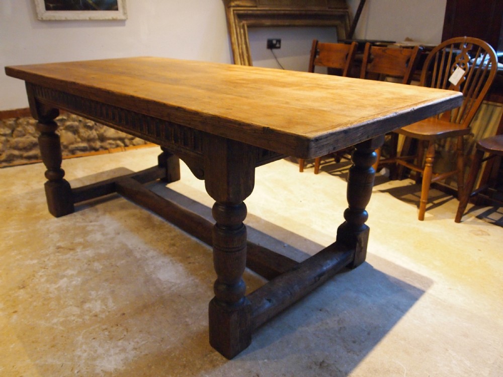 Table refectory dining English Oak 17th century style c1900 View V