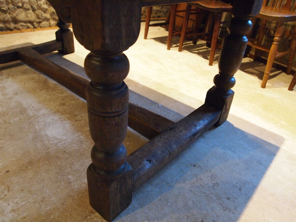 Table refectory dining English Oak 17th century style c1900 View VII