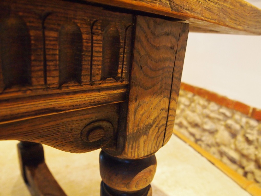 Table refectory dining English Oak 17th century style c1900 View XI