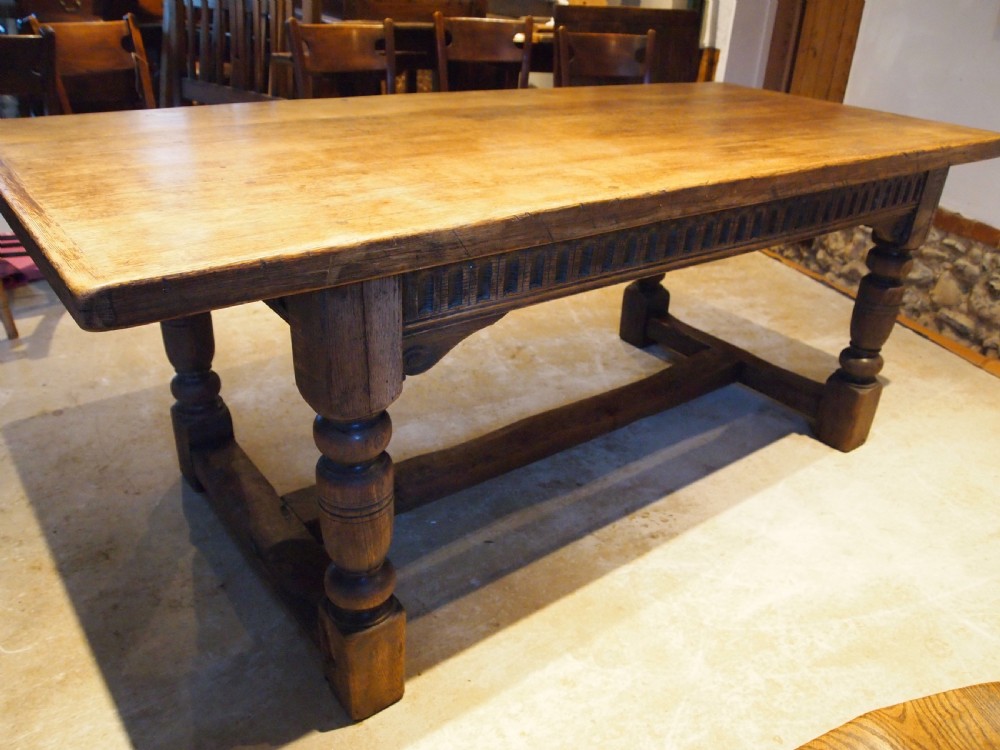 Table refectory dining English Oak 17th century style c1900 View XV