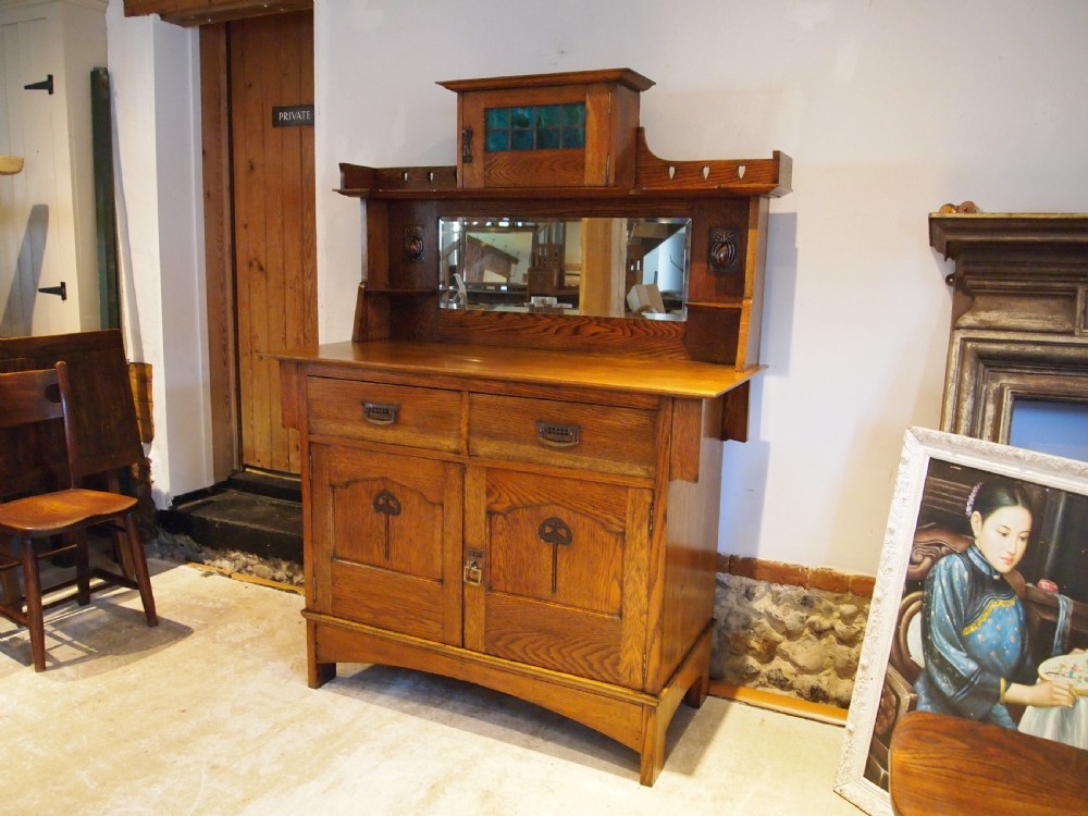 Sideboard dresser stunning Arts and Crafts Oak c1900 View XV