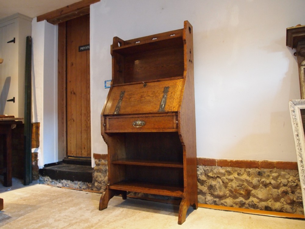 Bookcase bureau Arts and Crafts Oak c1900 View IX