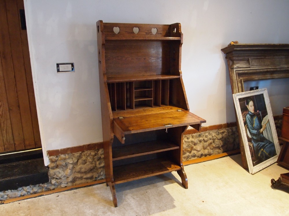 Bookcase bureau Arts and Crafts Oak c1900 View X