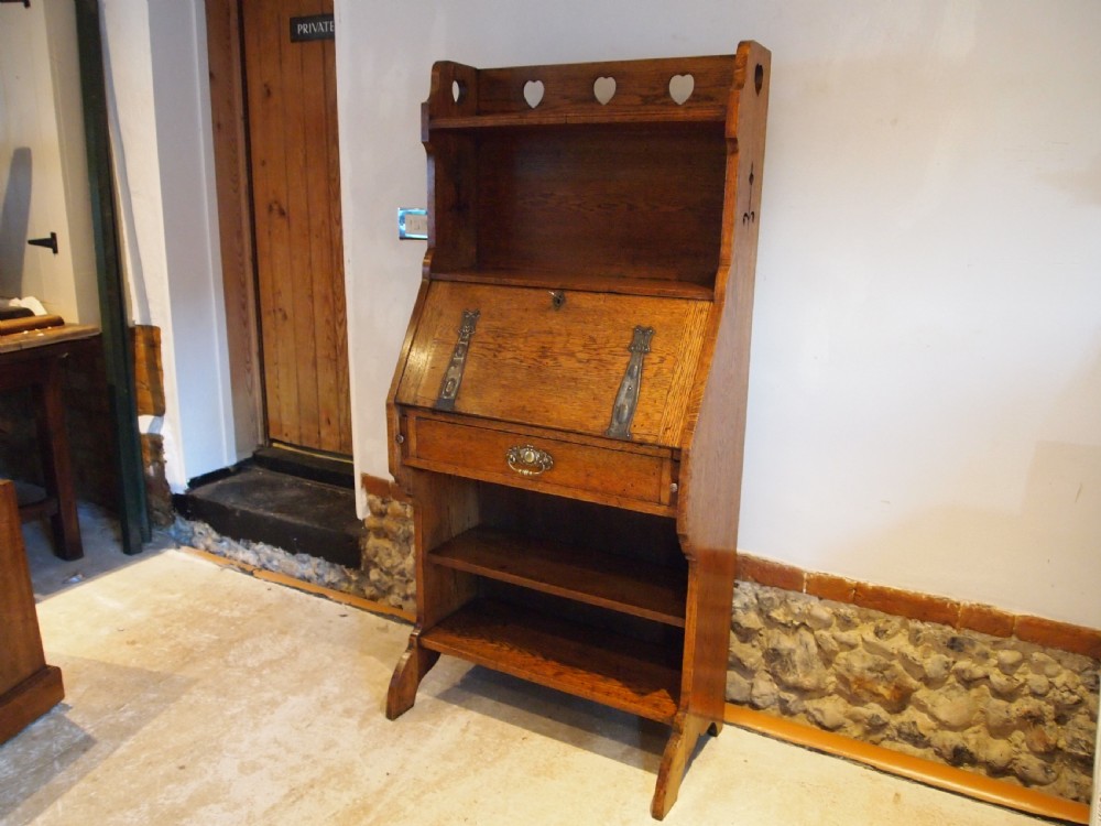 Bookcase bureau Arts and Crafts Oak c1900 View XII