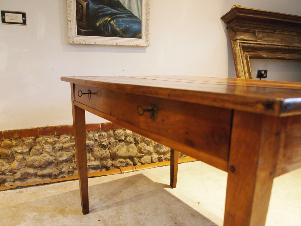 Table rare small French Cherry wood refectory dining c1860 View III