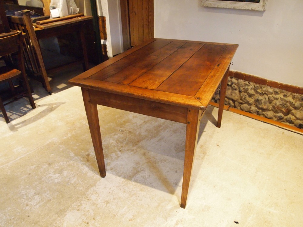 Table rare small French Cherry wood refectory dining c1860 View V