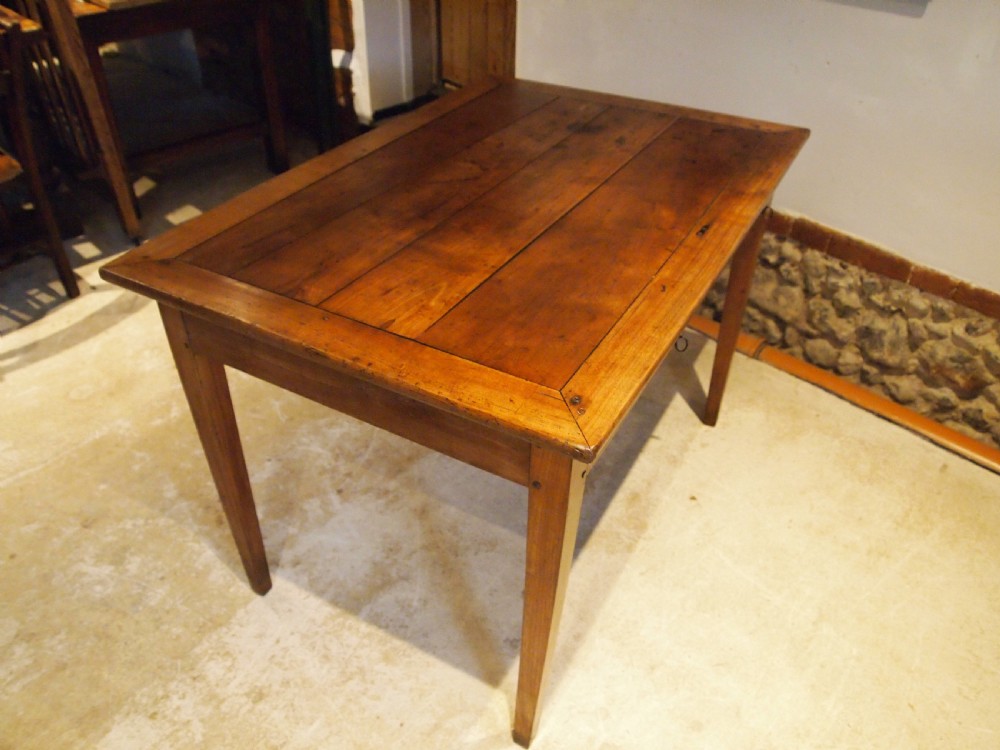 Table rare small French Cherry wood refectory dining c1860 View IX