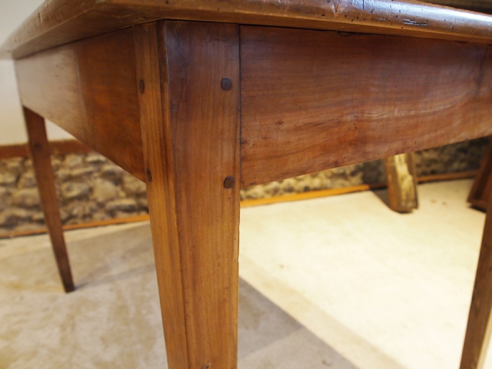 Table rare small French Cherry wood refectory dining c1860 View X