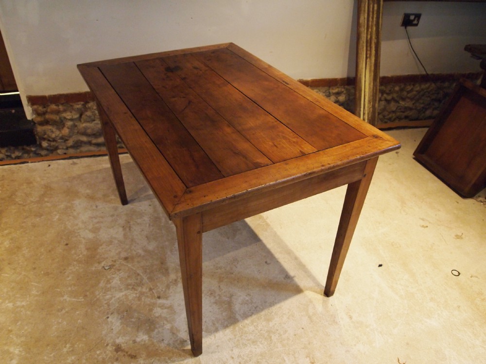 Table rare small French Cherry wood refectory dining c1860 View XI