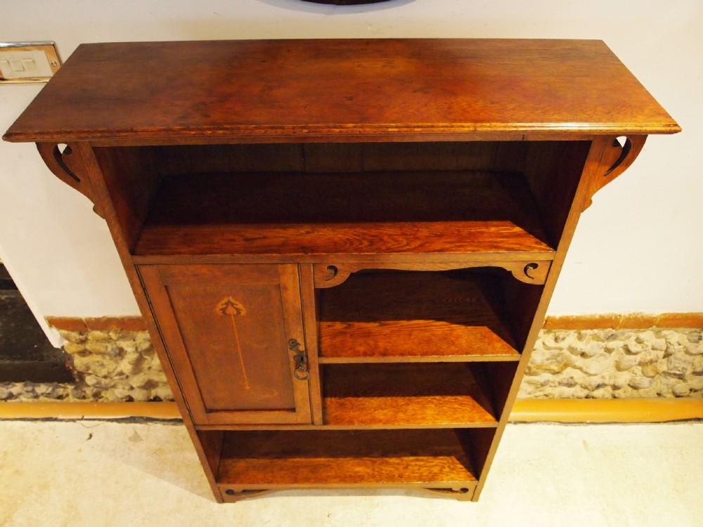 Bookcase Arts and Crafts Oak c1900 View V