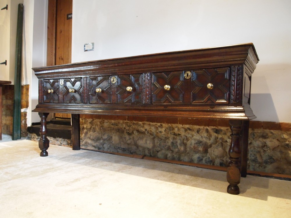 Dresser rare outstanding Charles II Oak server sideboard c1680