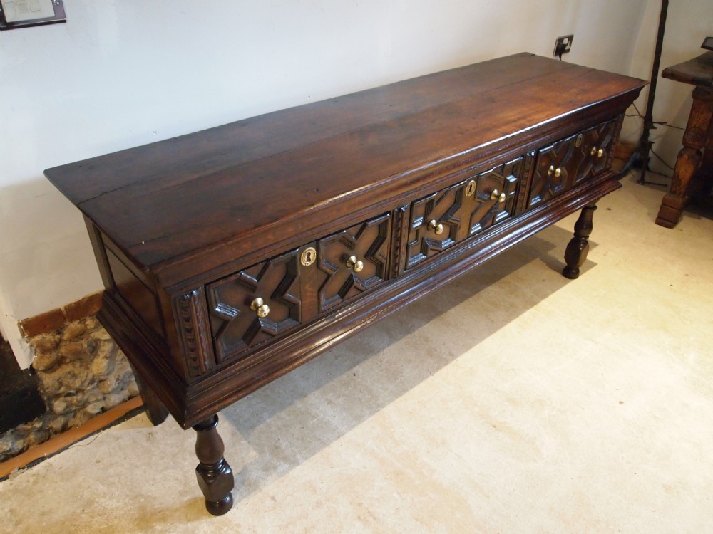 Dresser rare outstanding Charles II Oak server sideboard c1680 View IV