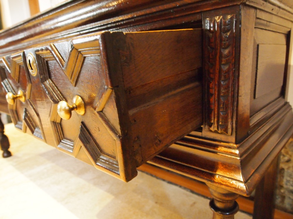 Dresser rare outstanding Charles II Oak server sideboard c1680 View VI