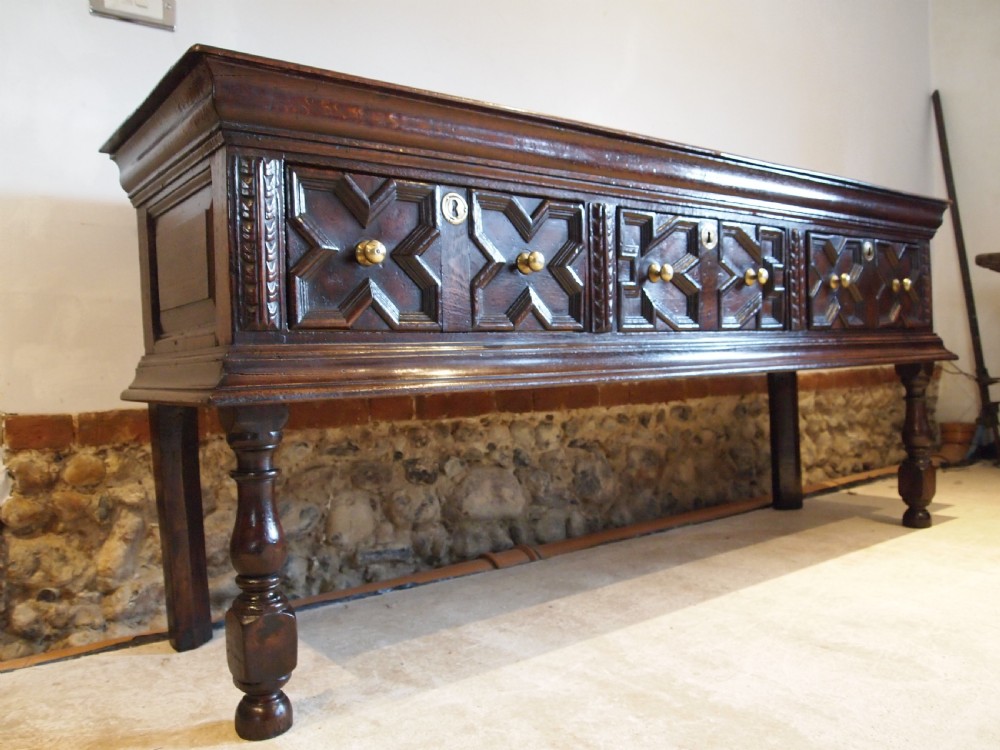 Dresser rare outstanding Charles II Oak server sideboard c1680 View VII