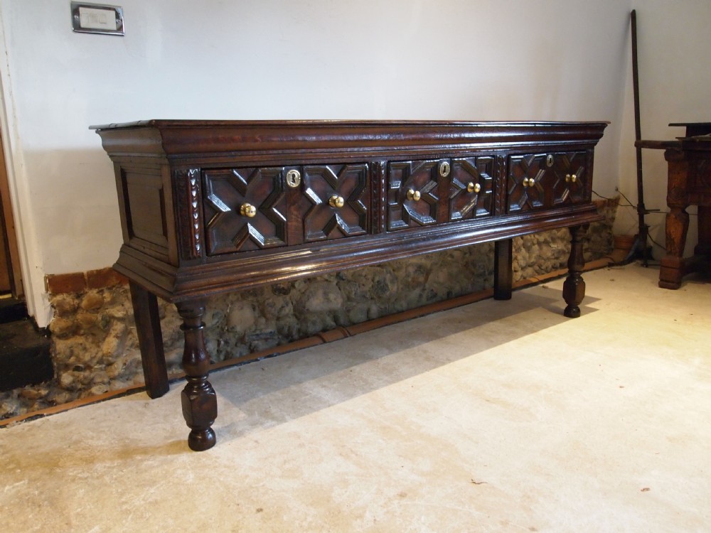 Dresser rare outstanding Charles II Oak server sideboard c1680 View XI