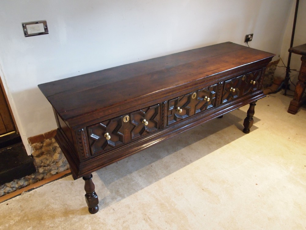 Dresser rare outstanding Charles II Oak server sideboard c1680 View XII
