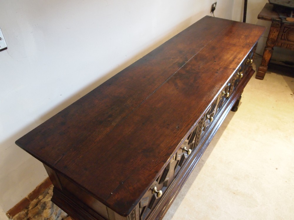 Dresser rare outstanding Charles II Oak server sideboard c1680 View XIII