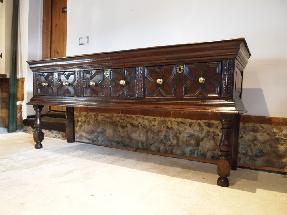 Dresser rare outstanding Charles II Oak server sideboard c1680 View XIV