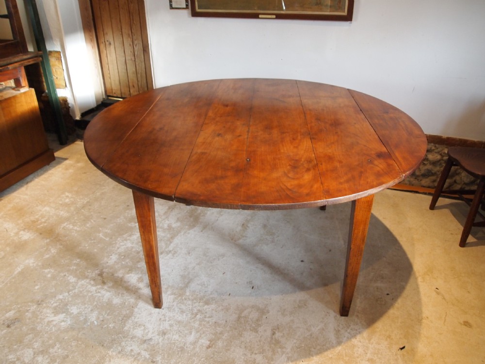 Table rare French Cherry round refectory farmhouse dining c1840