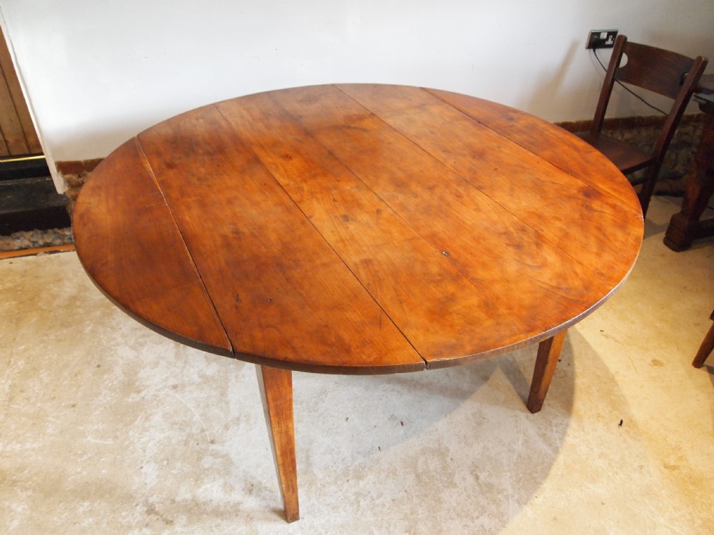 Table rare French Cherry round refectory farmhouse dining c1840 View V