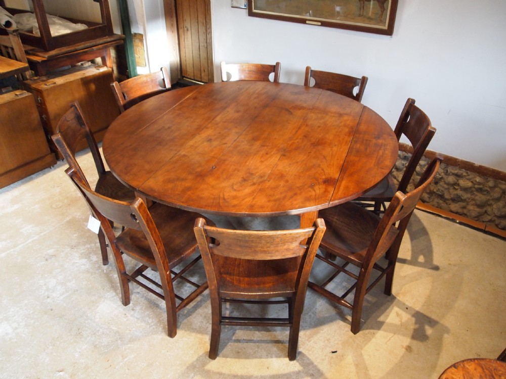 Table rare French Cherry round refectory farmhouse dining c1840 View VIII