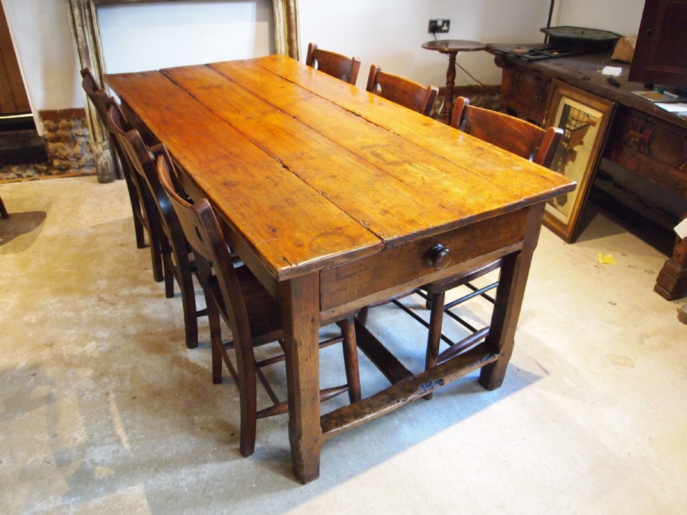 Table French Oak and Pine refectory Farmhouse dining table c1800 View III