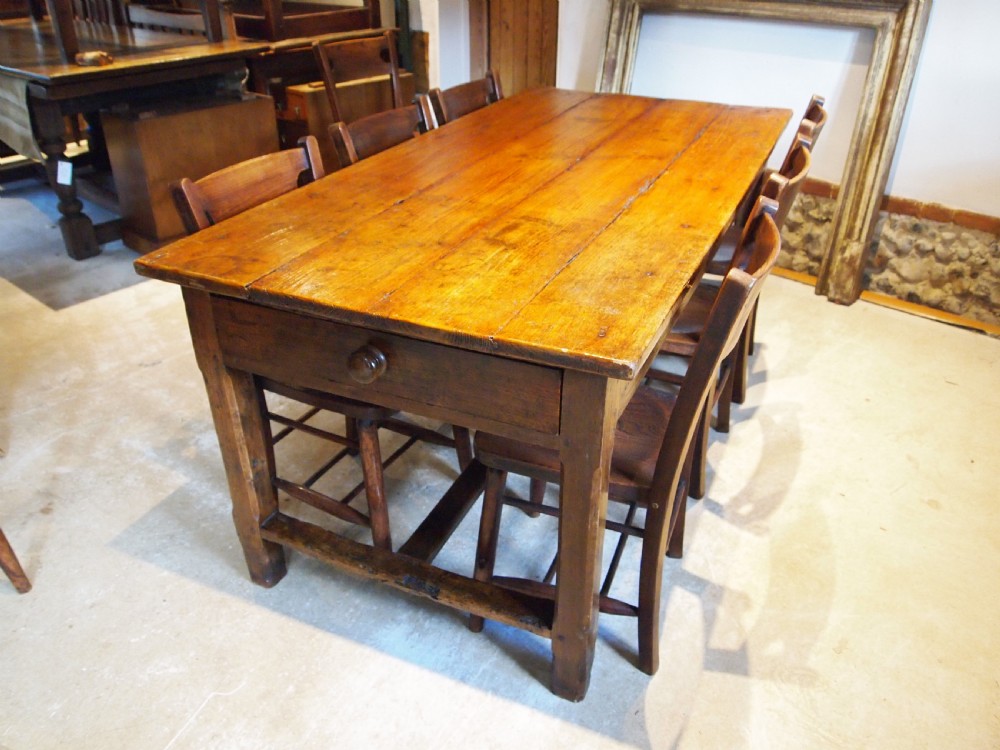 Table French Oak and Pine refectory Farmhouse dining table c1800 View VII