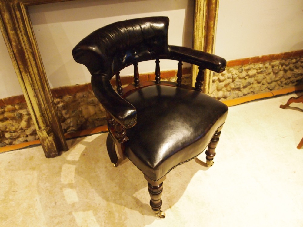 Chair Victorian desk or library Mahogany and leather c1870
