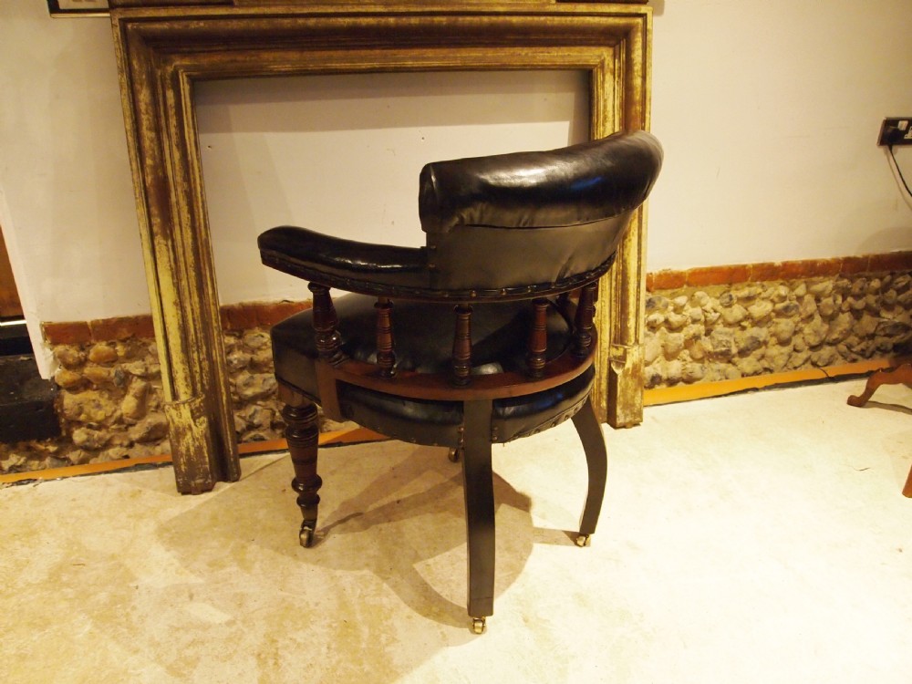 Chair Victorian desk or library Mahogany and leather c1870 View II