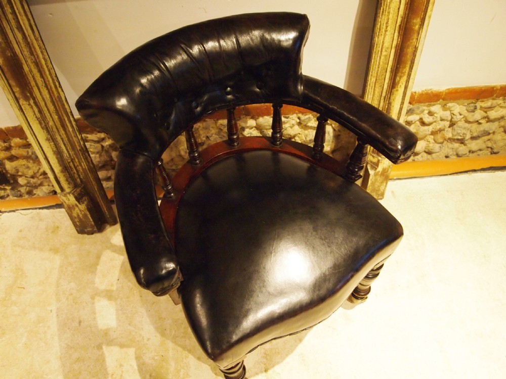 Chair Victorian desk or library Mahogany and leather c1870 View V