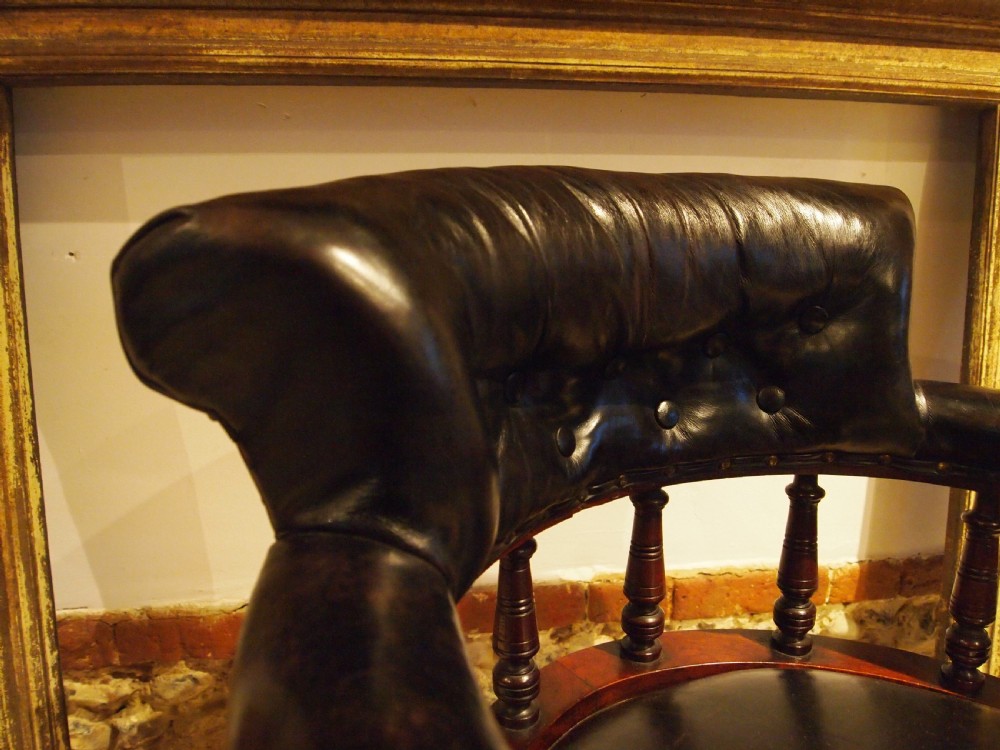 Chair Victorian desk or library Mahogany and leather c1870 View VI