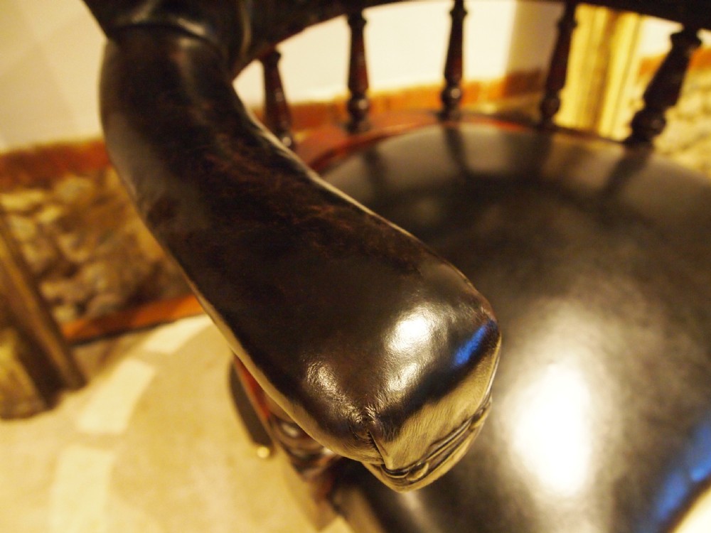 Chair Victorian desk or library Mahogany and leather c1870 View VIII