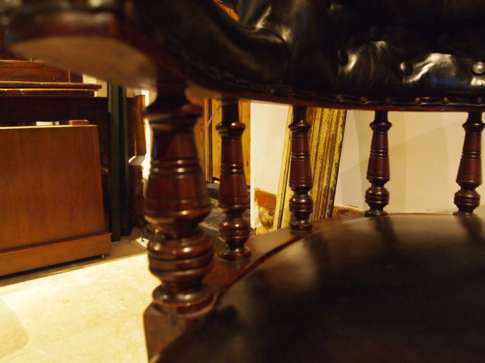 Chair Victorian desk or library Mahogany and leather c1870 View X