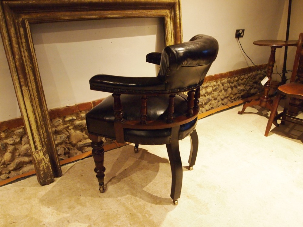 Chair Victorian desk or library Mahogany and leather c1870 View XI