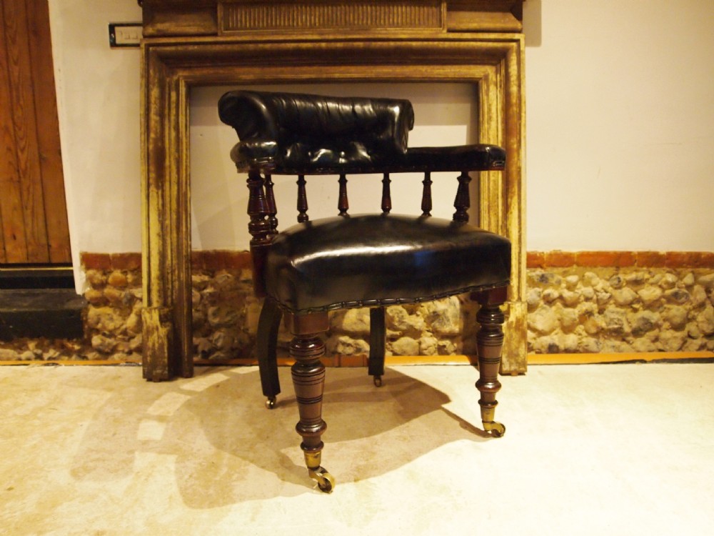 Chair Victorian desk or library Mahogany and leather c1870 View XII