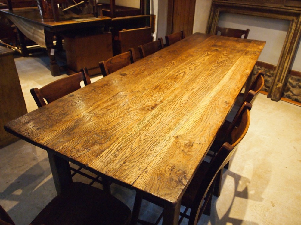 Table outstanding refectory dining George III Oak farmhouse c1800 View XII