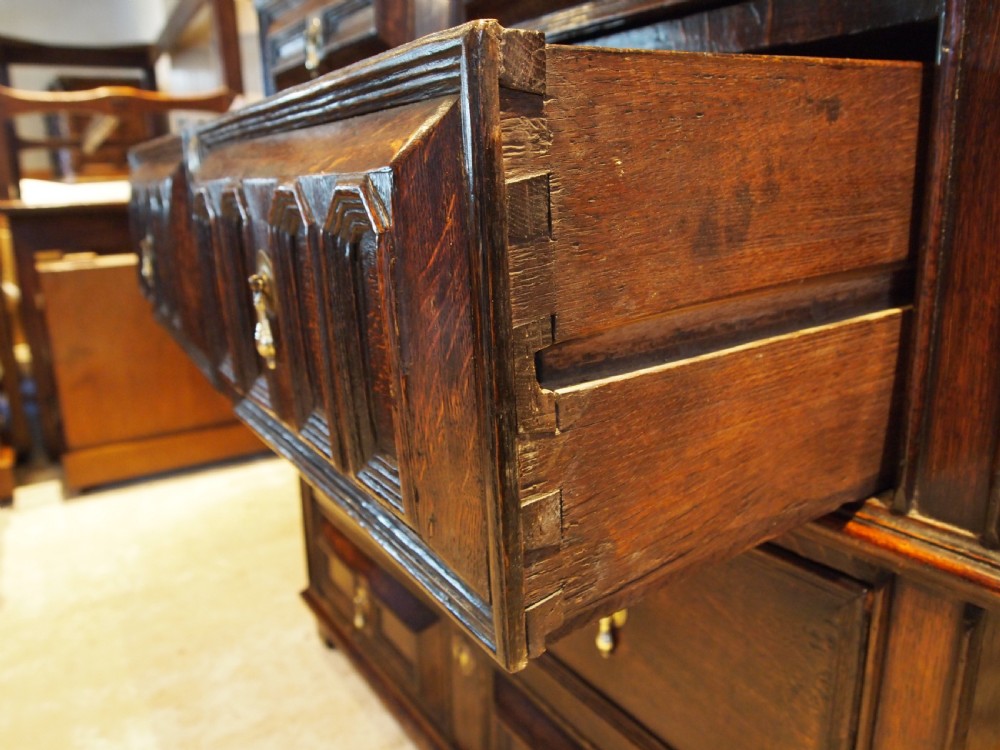 Chest of drawers stunning rare Charles II Oak c1680 View III