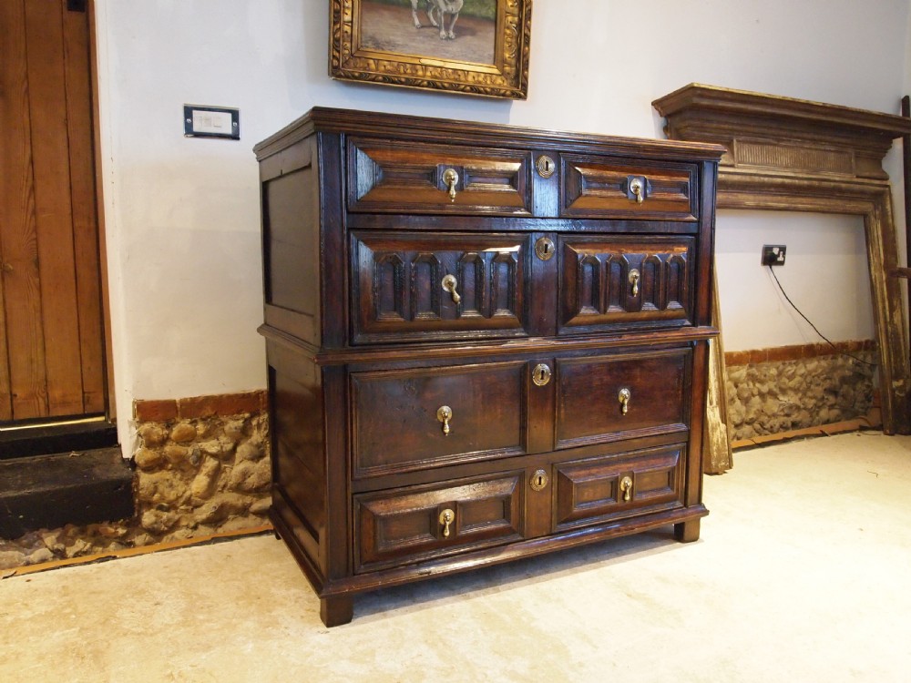 Chest of drawers stunning rare Charles II Oak c1680 View IV