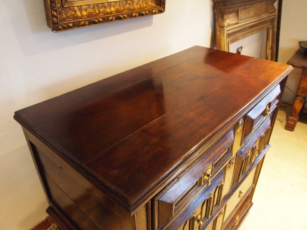 Chest of drawers stunning rare Charles II Oak c1680 View V