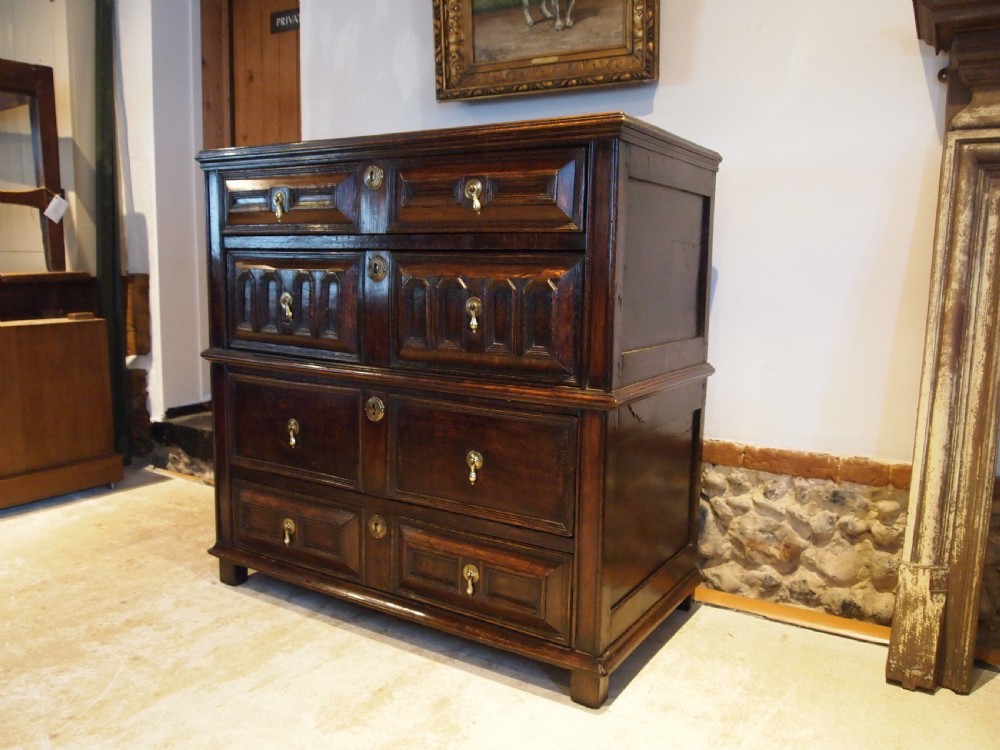 Chest of drawers stunning rare Charles II Oak c1680 View VI