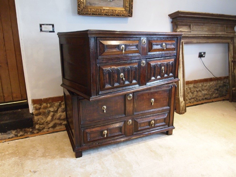 Chest of drawers stunning rare Charles II Oak c1680 View IX