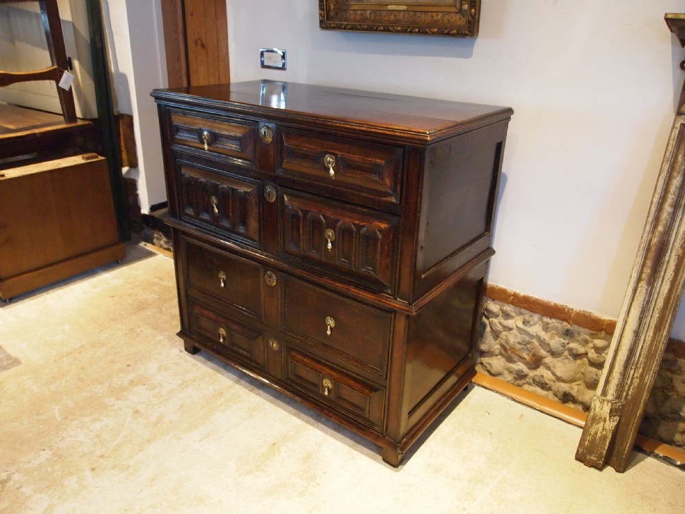 Chest of drawers stunning rare Charles II Oak c1680 View XIV