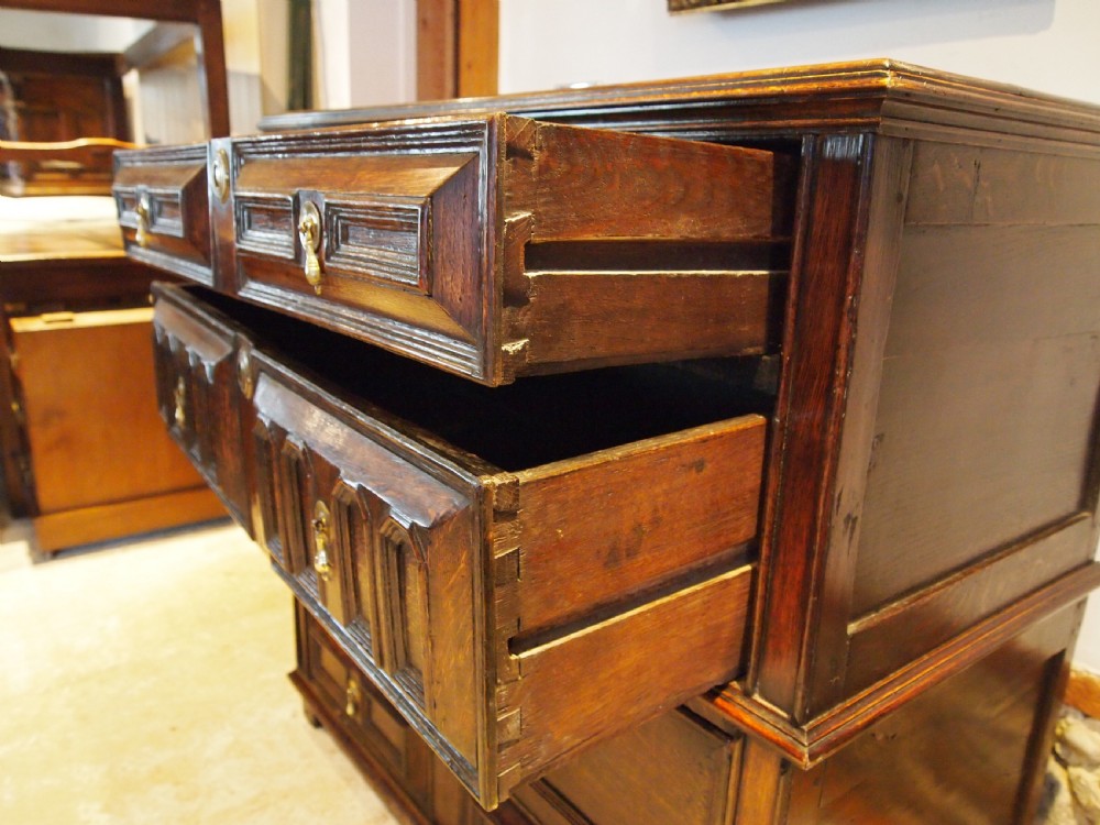 Chest of drawers stunning rare Charles II Oak c1680 View XV