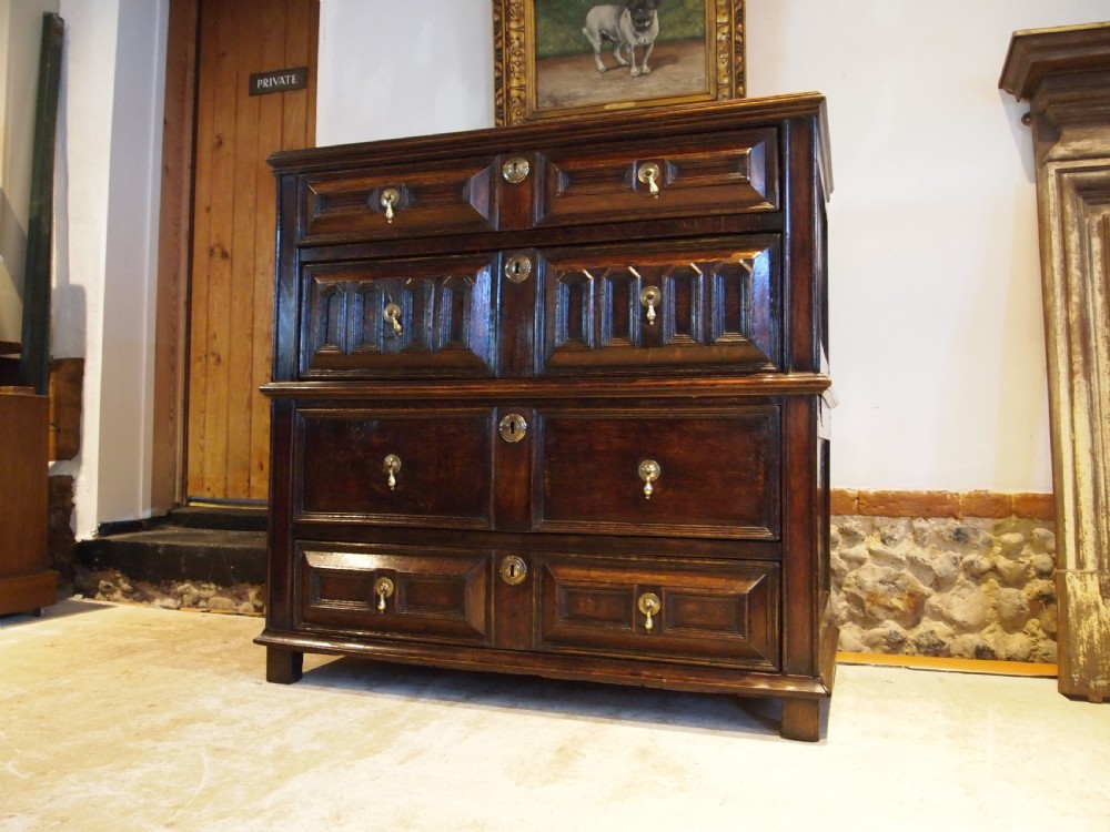 Chest of drawers stunning rare Charles II Oak c1680 View XVIII