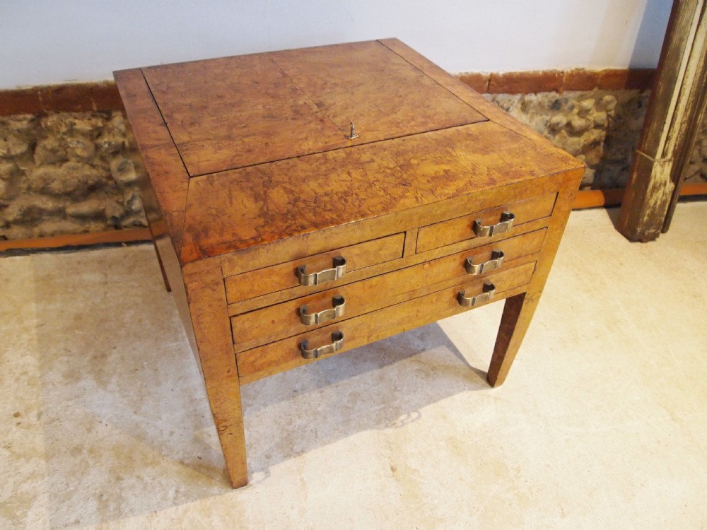 Work table sewing box rare Art Deco Burr Walnut c1920